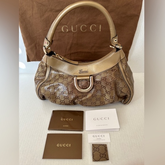 Authentic Gucci D-Ring Gold Hobo Bag - Picture 2 of 9